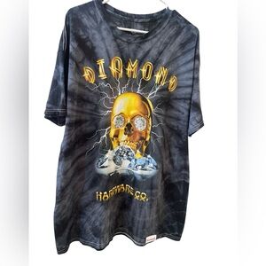 Diamond Hardware Co. Gold diamond 💎 skull 💀 T-shirt tie-dye NWOT size XL
